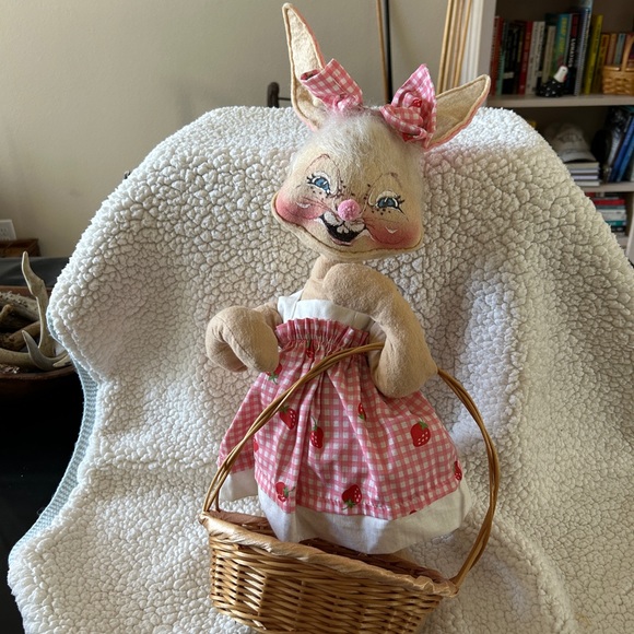 Large Annalee Spring Bunny with Basket Strawberry Dress